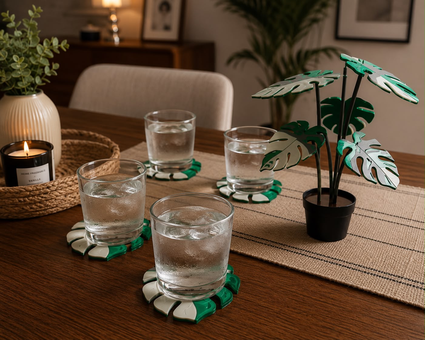 Plant-A-Coaster™ | Monstera Leaf 3D Coaster Set & Home Decor
