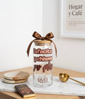 Glass can with lid and straw, iced coffee glass cup.